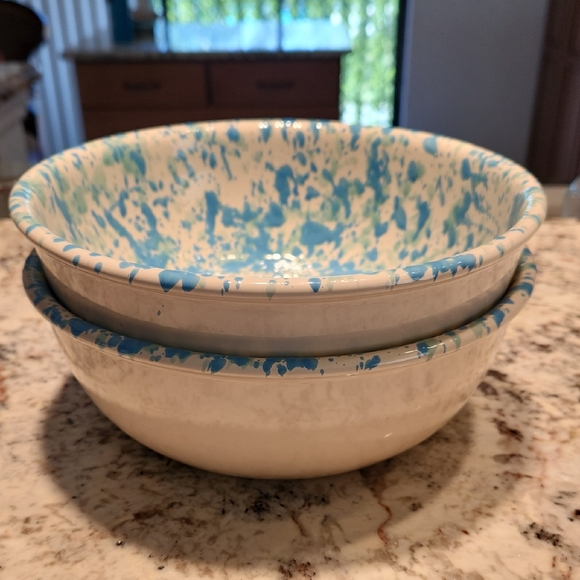 Italian Paint Splatter Ceramic Serving Bowls Pair